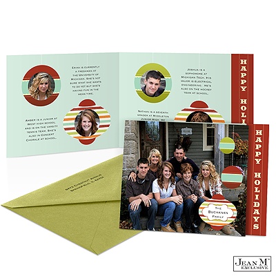 Striped Ornaments Storyline Photo Holiday Card