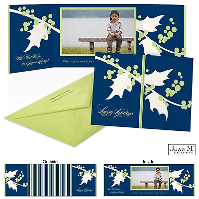 Blue Holly Photo Holiday Card