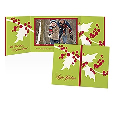 Green Holly Photo Holiday Card