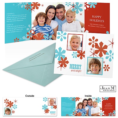 Scarlet Deco Snowflakes Photo Holiday Card