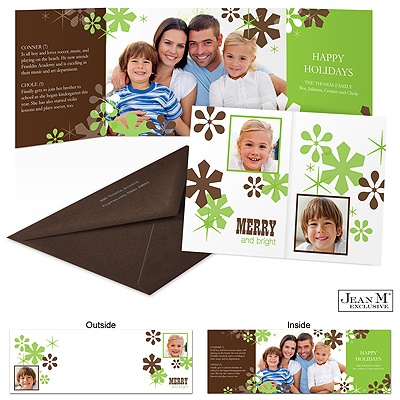 Green Deco Snowflakes Photo Holiday Card