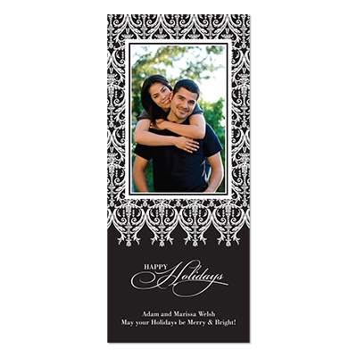 Black Lace Tea Length Photo Holiday Card
