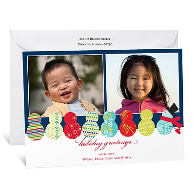 Patterned Snowman Photo Holiday Card
