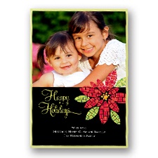 Mosaic Poinsettia Layered Photo Holiday Card