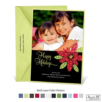 Mosaic Poinsettia Layered Photo Holiday Card