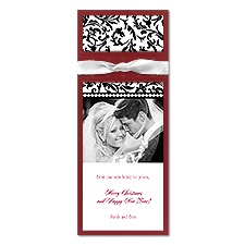 Black Flourishes Layered Photo Holiday Card