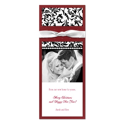 Black Flourishes Layered Photo Holiday Card