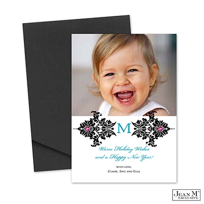 Damask Monogram Photo Holiday Card