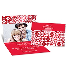 Ikat Style Seal and Send Photo Holiday Card - Cherry