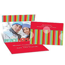 Striped Wishes Seal and Send Photo Holiday Card - Cherry