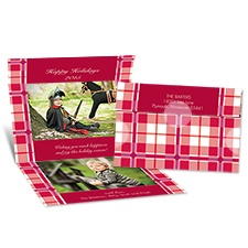 Festive Plaid Seal and Send Photo Holiday Card - Merlot