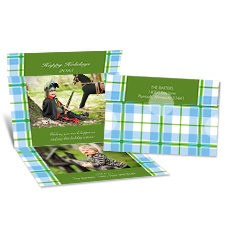 Festive Plaid Seal and Send Photo Holiday Card - Cloverleaf