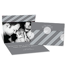 Big Stripes Seal and Send Photo Holiday Card - Pewter
