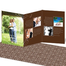 Snowflake Damask Storyline Photo Holiday Card - Espresso