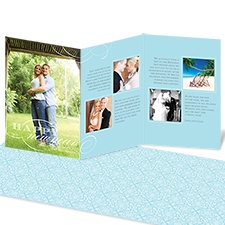 Snowflake Damask Storyline Photo Holiday Card - Sea