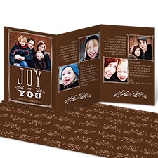 Elegant Joy Storyline Photo Holiday Card - Espresso