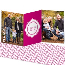 Family Crest Photo Holiday Card - Raspberry