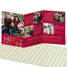 Happy Stripes Storyline Photo Holiday Card - Merlot