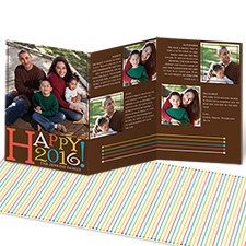 Happy Stripes Storyline Photo Holiday Card - Espresso