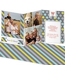 Cheerful Patterns Photo Holiday Card - Pewter