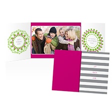 Mod Wreath Photo Holiday Card - Raspberry