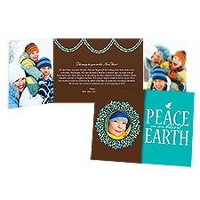 Peace on Earth Photo Holiday Card - Peacock