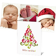 Filigree Tree Photo Holiday Card - Spanish