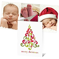 Filigree Tree Photo Holiday Card - English