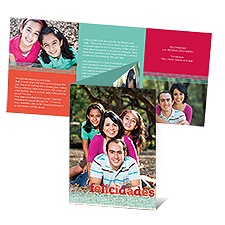 Colorful Blocks Photo Holiday Card - Spanish