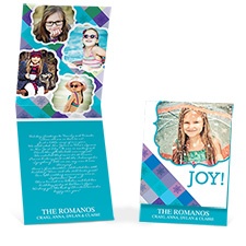 Joyful Plaid Storyline Photo Holiday Card - Palm