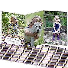 Chevron Joy Photo Holiday Card - Purple