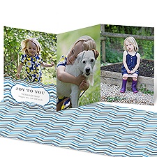 Chevron Joy Photo Holiday Card - Blue