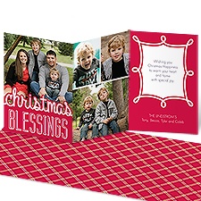 Plaid Christmas Blessings Photo Holiday Card - Velvet