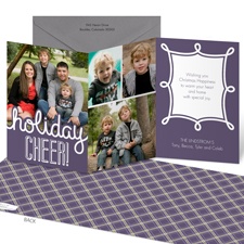 Plaid Holiday Cheer Photo Holiday Card - Raisin