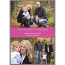 Striking Stripe Layered Photo Holiday Card - Fuchsia