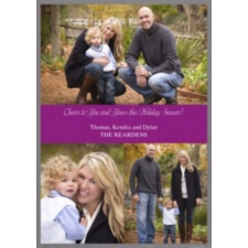 Striking Stripe Layered Photo Holiday Card - Amethyst