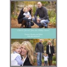 Striking Stripe Layered Photo Holiday Card - Lagoon