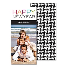 Happy Houndstooth Photo Holiday Card - Black