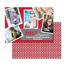 At A Glance Photo Holiday Card - Cherry