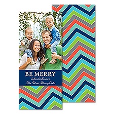 Merry Chevron Tea Length Photo Holiday Card - Eclipse