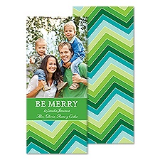 Merry Chevron Tea Length Photo Holiday Card - Grass