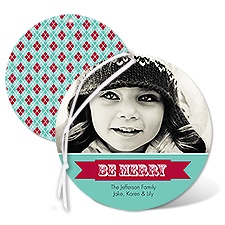 Merry Argyle Photo Holiday Card Ornament