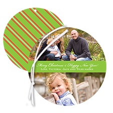 Christmas Stripes Photo Holiday Card Ornament