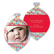Posie Flakes Photo Holiday Card Ornament - Cherry