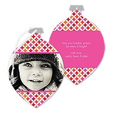 Diamond Bright Photo Holiday Card Ornament - Fuchsia