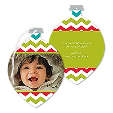 Bright Chevron Photo Holiday Card Ornament - Granny Apple