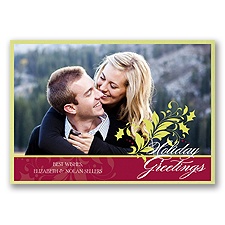 Artistic Holly Layered Photo Holiday Card