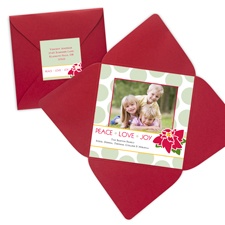 Poinsettia Dots Photo Holiday Card