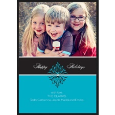 Sophisticated Damask Layered Photo Holiday Card - Palm