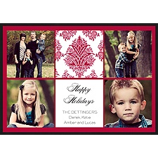 Bright Damask Layered Photo Holiday Card